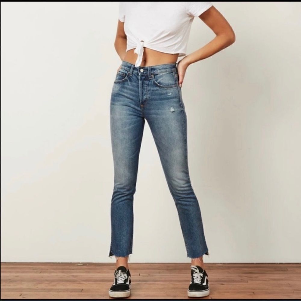 Free People Boyish Jeans Billy High Waist  Raw Hem Jeans| Size 26
